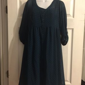 Torrid size 0 black and dark green polka dot dress